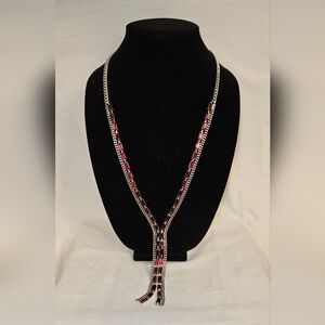 Elegant Silver and Red Necklace